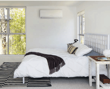 Light Bedroom with heat pump