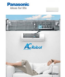 Woman resting on sofa near wall mounted Panasonic air conditioner
